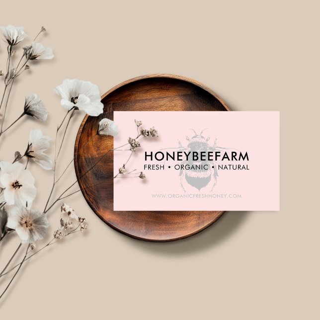 Cartão De Visita Mel Apiary Bumble Simples Rosa (Criador carregado)