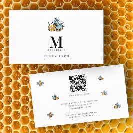 Cartão De Visita Mel Bee Luxury Monograma Código QR Minimalista