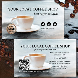 Cartão De Visita Melhor Café da Cidade QR Code Arte Refinada