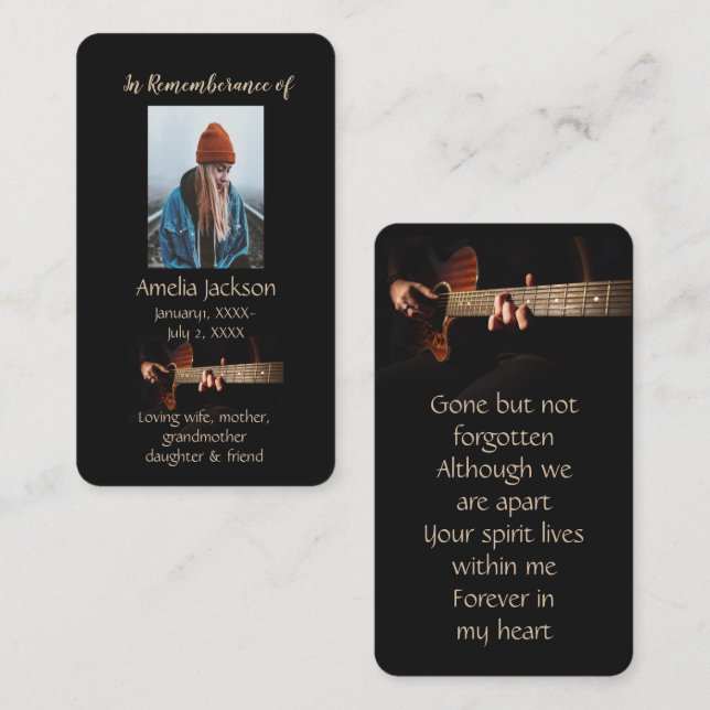 Cartão De Visita Memória Cristã Memorial Memorial Musical Guitar (Frente/Verso)