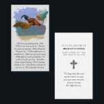 Cartão De Visita Memorial Blessing in Purple, Blue, Orange, Prayer<br><div class="desc">This Memorial Blessing Prayer Card features a vibrant barnyard scene created from an original oil painting by professional artist Daniel Fishback. A colorful rooster and hens in brilliant purples, reds, oranges, blues, greens, and yellows—an uplifting palette that brings warmth and life to a moment of remembrance. The back of the...</div>