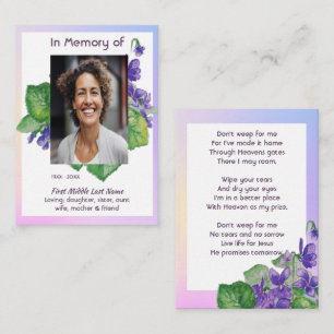 Cartão De Visita Memorial Cristão Violeta Selvagem Aquarela