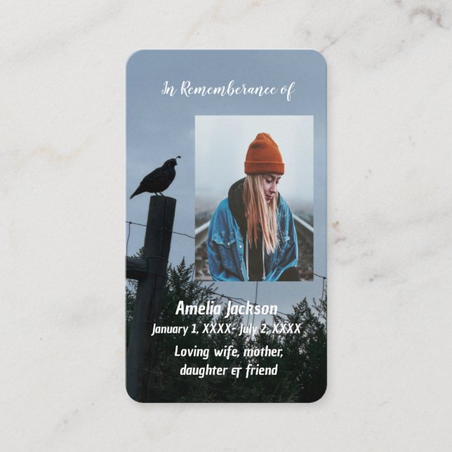 Cartão De Visita Memorial Keepsasasakan Christian California Quail  (Frente)