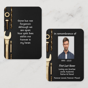 Cartão De Visita Memorial Photo Prayer Tools Mechanic