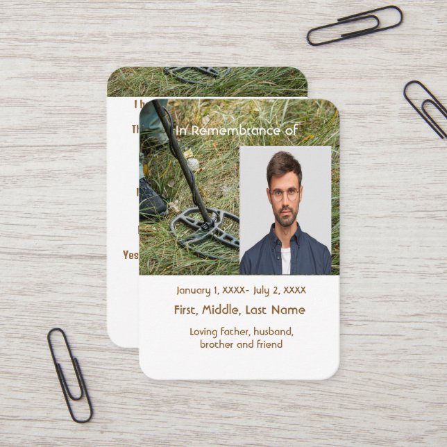 Cartão De Visita Memorial Pocket Card Detecção de metal (Frente/Verso In Situ)