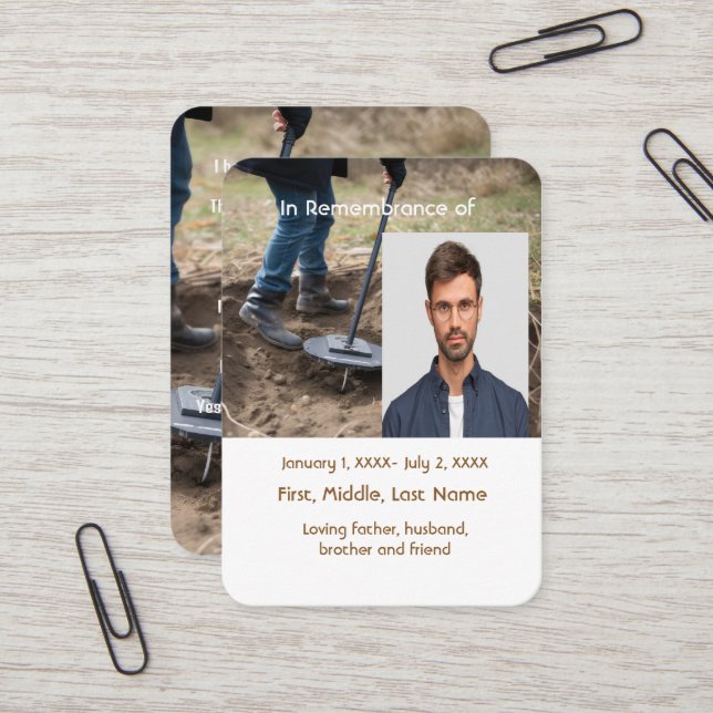 Cartão De Visita Memorial Pocket Card Detecção de metal (Frente/Verso In Situ)