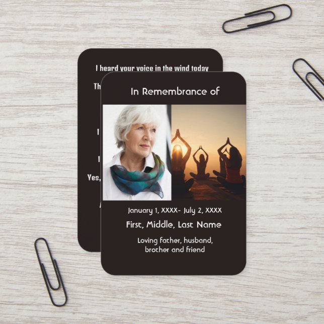 Cartão De Visita Memorial Pocket Card Yoga (Frente/Verso In Situ)