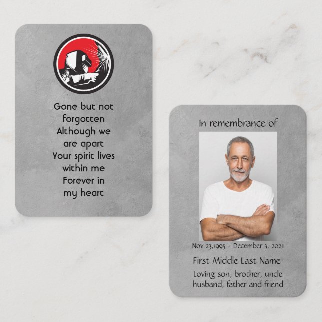 Cartão De Visita Memorial Pocket Keepsasasaem Soldadura (Frente/Verso)