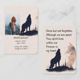 Cartão De Visita Memorial Prayer Lone Wolf Howling Animal