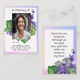 Cartão De Visita Memorial Remembrance Watercolor Wild Violet