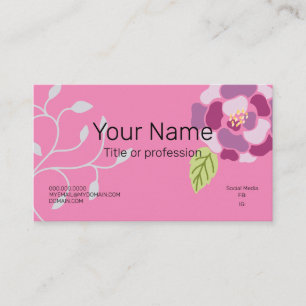 Cartão De Visita Menina de Flor Rosa Profissional