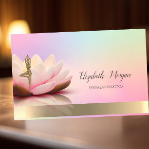 Cartão De Visita Menina Glitter Yoga Dourada Holográfica,Lótus