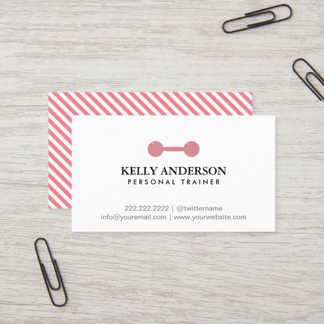 Cartão De Visita Menina Malhação Treinador Pessoal Simples Rosa (Frente/Verso In Situ)