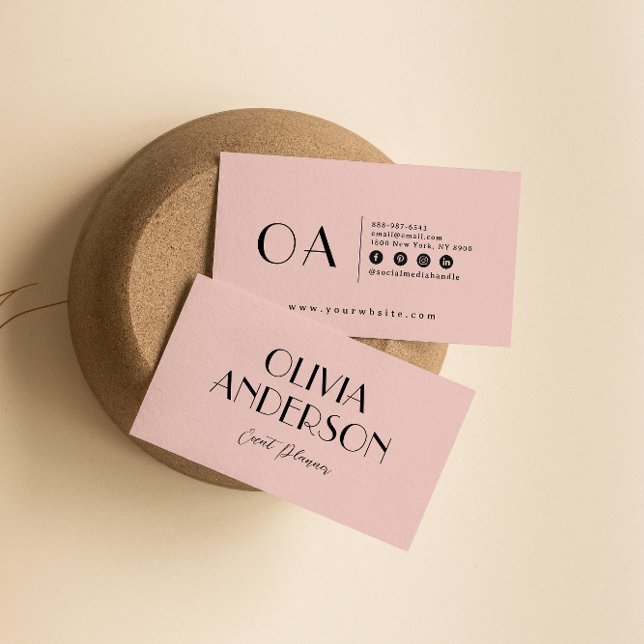 Cartão De Visita Menina Moderna Boho Chic, Minúscula Elegante Rosa (Criador carregado)