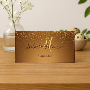 Cartão De Visita Menina Ouro Brilho Esteticista Pele Especialista e