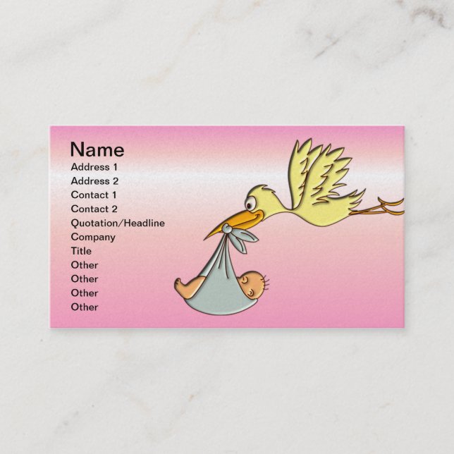 Cartão De Visita Menina recém-nascida - Uma Entrega De Storages Voa (Frente)