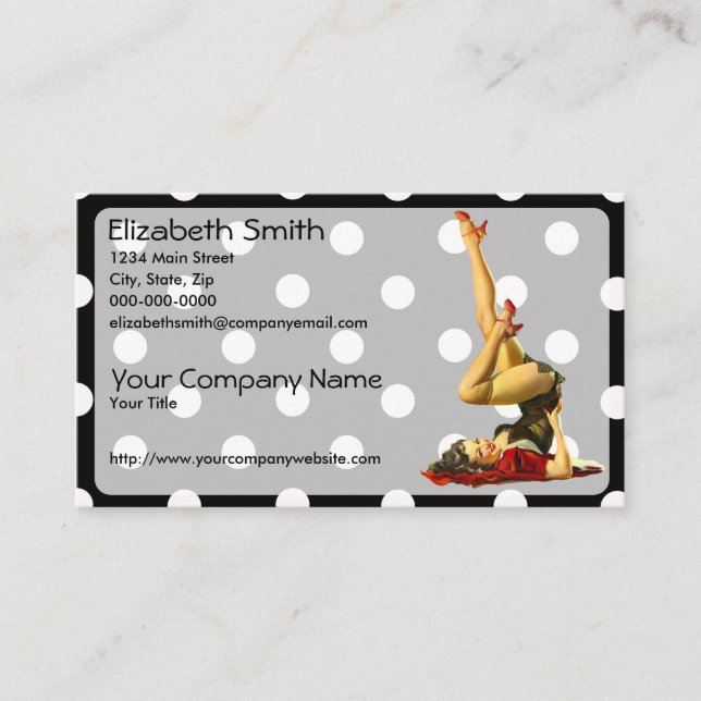 Cartão De Visita Menina retro V4 do Pinup (Frente)