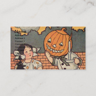 Cartão De Visita Menino Abóbora (Cartão Antigo de Halloween)