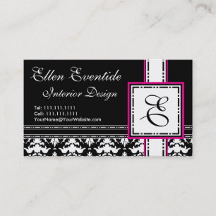 Cartão De Visita Menor Designer Lady Pink e Monograma Preto