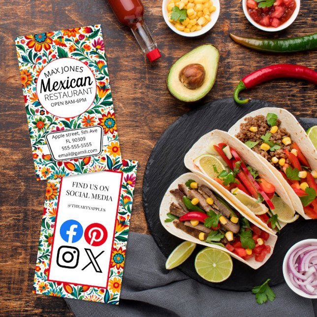 Cartão De Visita Mercado deli de comida mexicano dobra artesanato f (Criador carregado)