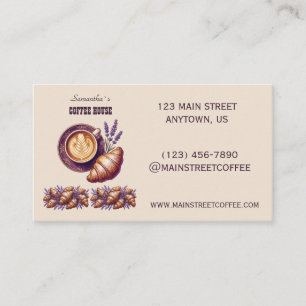 Cartão De Visita Mercadoria Personalizada Café Croissant Vintage Co