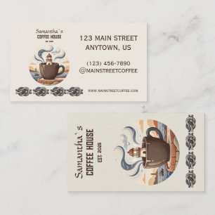 Cartão De Visita Mercadorias Personalizadas de Café Costeiro Vintag