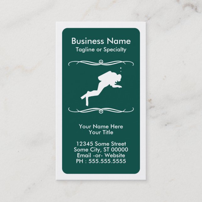 Cartão De Visita mergulho mod scuba (Frente)