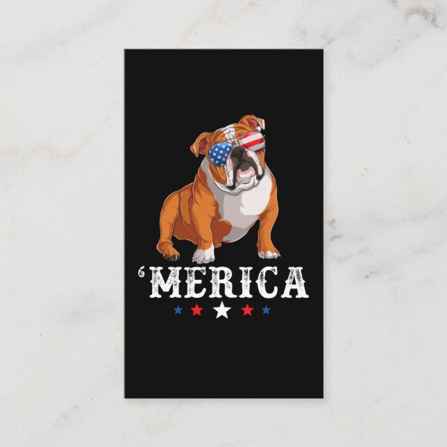 Cartão De Visita Merica Dog 4 de julho EUA Bandeira Inglesa B (Frente)