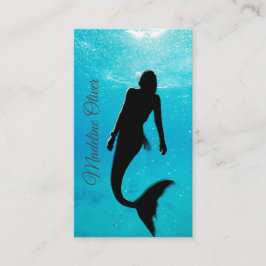 Cartão De Visita Mermaid Silhouette Blue Ocean QR Code Professional