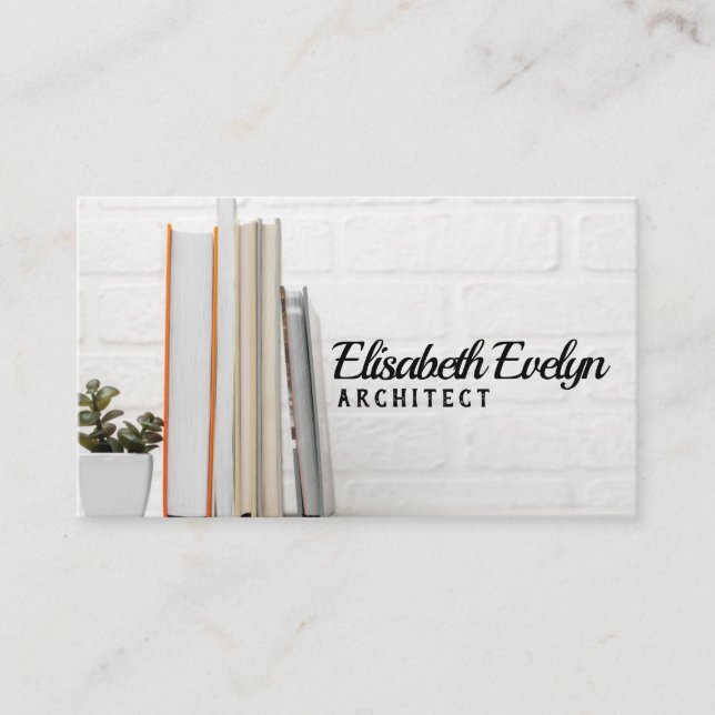 Cartão De Visita mesa com livros empilhados (Frente)