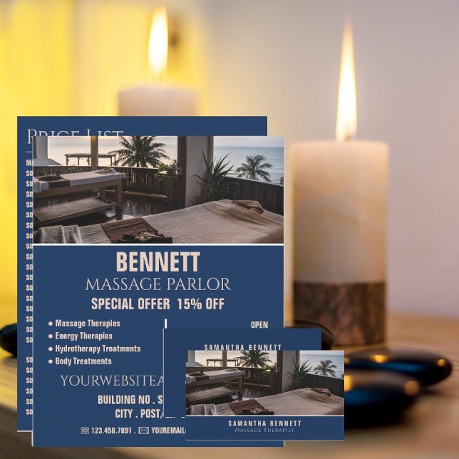 Cartão De Visita Mesas de massagem, terapeuta de massagem (Criador carregado)