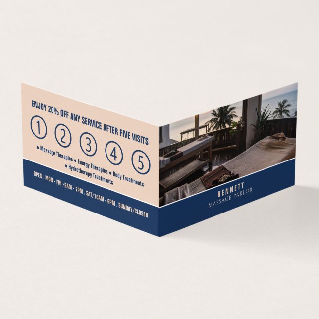 Cartão De Visita Mesas de massagem, terapeuta de massagem, lealdade (Exterior)