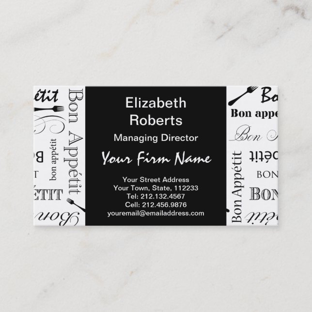 Cartão De Visita Mestre Chef Bon Apelido Comida (Frente)