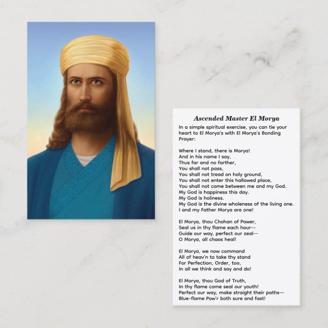 Cartão De Visita Mestre El Morya, Senhor do Primeiro Raio (Frente/Verso)