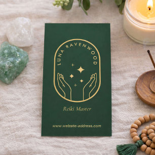Cartão De Visita Mestre Moderno de Reiki Celestial Mãos de Cura Ver