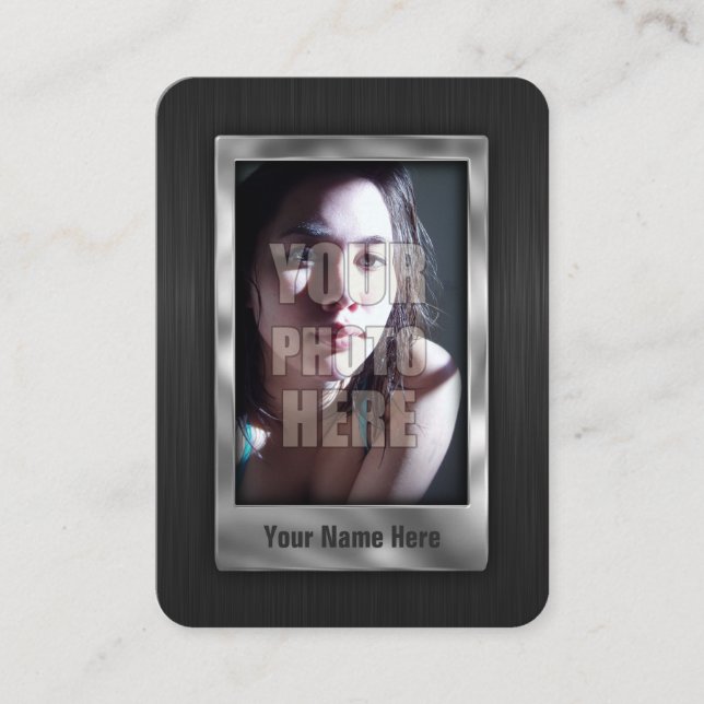 Cartão De Visita Metal de foto de perfil de código QR personalizado (Frente)