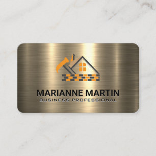 Cartão De Visita Metal Dourado Logotipo Home Hammers Reparo