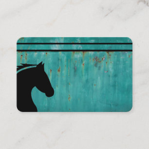 Cartão De Visita Metal oxidado com cabeça de cavalo preto em Model