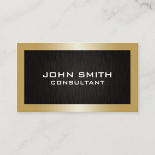 Cartão De Visita Metal preto liso moderno Dourado elegante