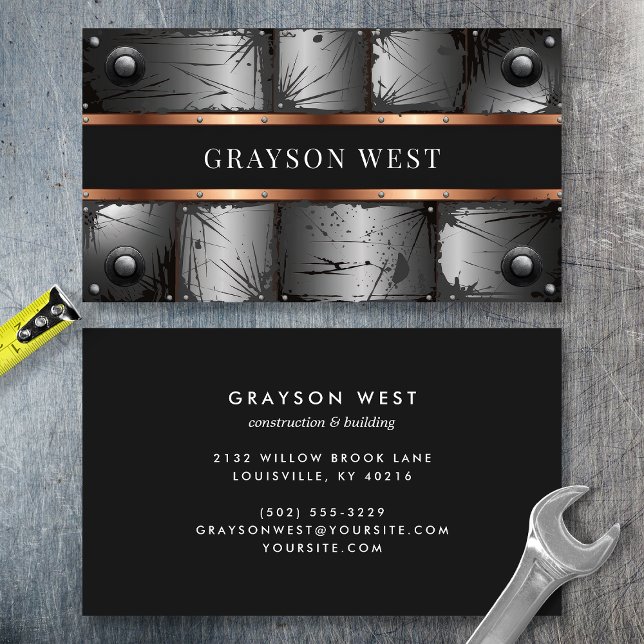Cartão De Visita Metal Rivetado Industrial e Cobre (Criador carregado)