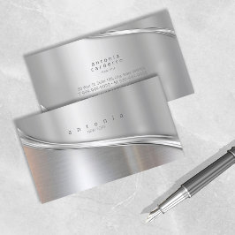 Cartão De Visita Metal Wave Two-Tone Silver ID806