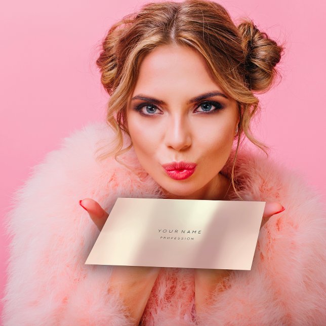 Cartão De Visita Metálico de Seda Mínimo, Abstrato de Folha de rosa (Rose Blush Pearly Abstract Minimal Silk Metallic Business Card)