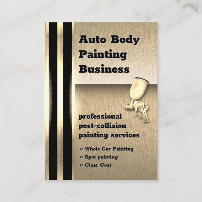 Cartão De Visita Metálico do Ouro de pintura de corpo automático |  (Frente)