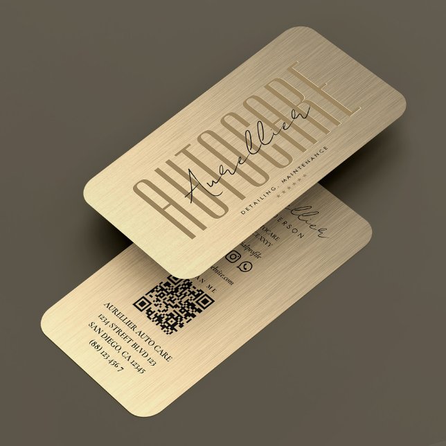 Cartão De Visita Metálico Dourado Elegante do Motorista de Automóve (Modern Auto Care Car Driver Elegant Gold Metallic Business Card
)