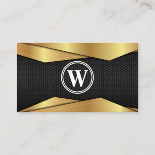Cartão De Visita Metálico Dourado Textura em metal negro