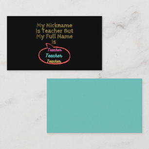 Cartão De Visita Meu Apelido É Professor, Mas Meu Nome De Cheio É