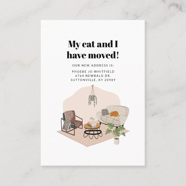 Cartão De Visita Meu Gato e eu mudamos de endereço movendo-se (Frente)