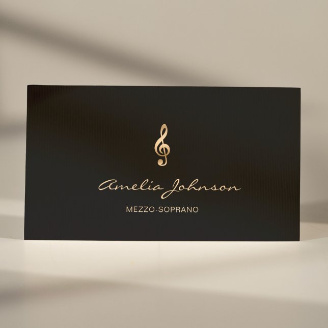 Cartão De Visita Mezzo Soprano Dourado Treble Clef Music Elegante (Criador carregado)
