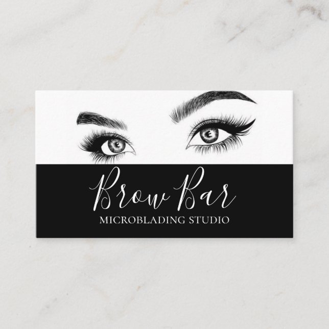 Cartão De Visita Microblading Brows & Lashes, Extensões Eyelash Bu (Frente)