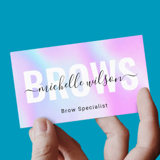 Cartão De Visita Microblading Brows Technician Purple Holographic